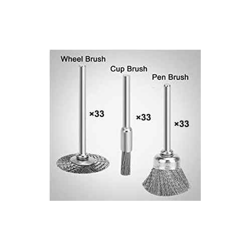 42Psc Wire Wheel Brush Set, Rotary Tool Wire Brush, Steel Wire Wheels Pen Brushes Set Kit Accessories for Rotary Tool-1/8(3mm) Shank