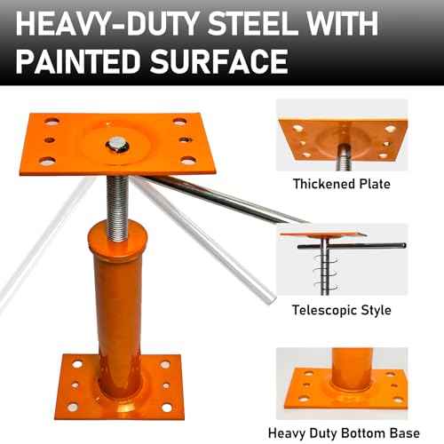 House Jacks for Leveling, 2 PCS Adjustable Jack Post 11"-17" Basement Floor Jack, Screw Floor Jack Post Supports Stabilizer Jacks for House Foundation, Stairs, Porches, Roof Beams