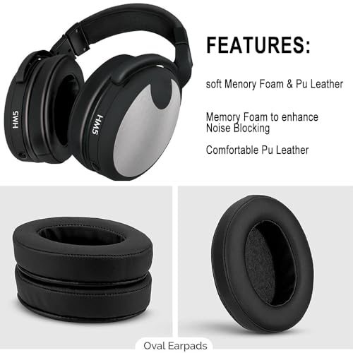 Angled Ear Pads Cushion for Brainwavz HM5, Turtle Beach Force X11, HD280 pro, Monoprice 8323, HifiMan, AKG, Sony, M50X M40X ATH M Series and More Large Headphone Replacement Earpad