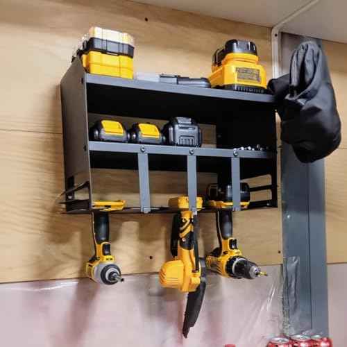 Power Tool Organizer Wall Mount, Utility Racks 3 Layers Storage Rack, Mini Chainsaw, Screwdriver, Drill Bit, battery tool organizer for Workshop Shed Pegboard Basement