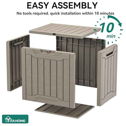 YITAHOME 31 Gallon Outdoor Storage Box, Resin Deck Box and Waterproof Package Delivery Box for Gardening Tools, Pool Supplies, Patio Furniture, Lockable, Taupe