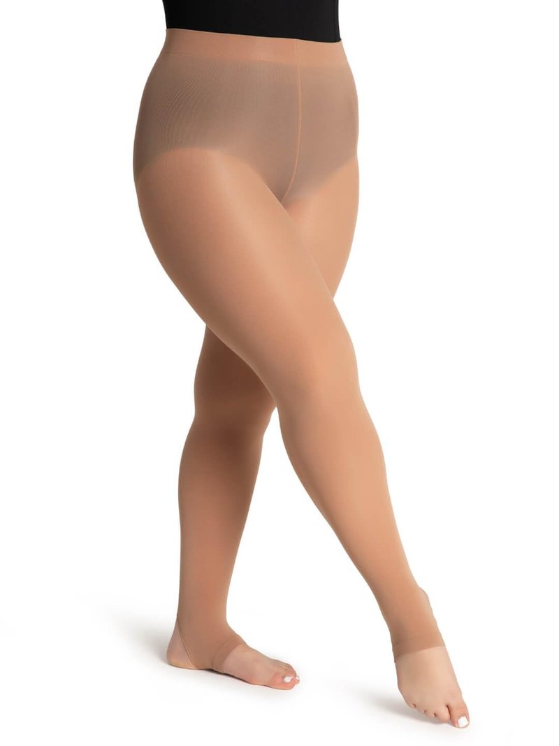 Capezio Ultra Soft Self Knit Waistband Stirrup Tight, Light Suntan, 3X4