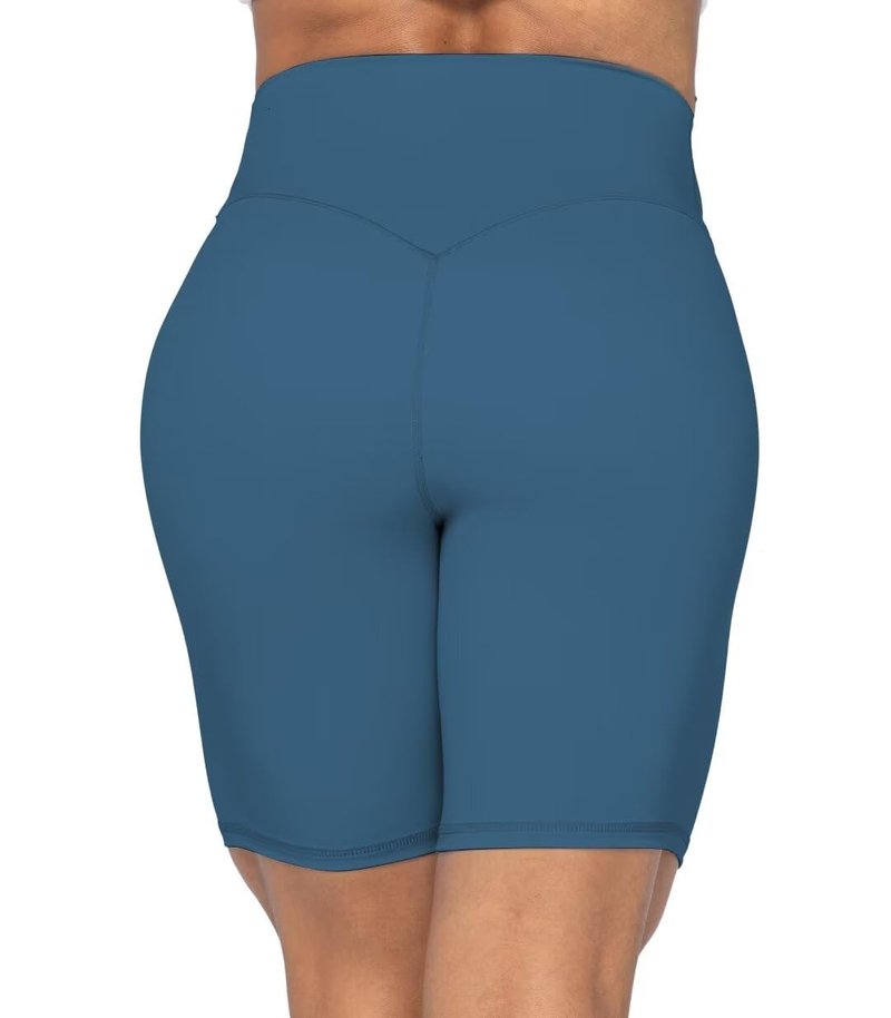 Sunzel No Front Seam High Waist Biker Shorts for Women, Squat Proof Yoga Workout Gym Bike Shorts 8" Inseam Blue Gray X-Small