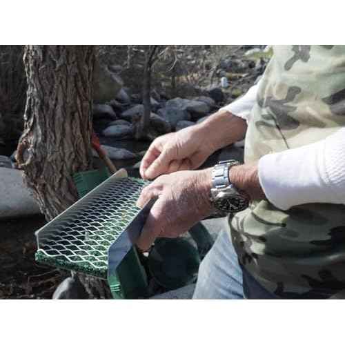 Sluice Fox Pocket Gold Sluice Box - 12 inch Portable Aluminum Alloy Mini Sluice Box with Miner's Moss and V Matting - Prospecting Sluice for panning Tool Kits