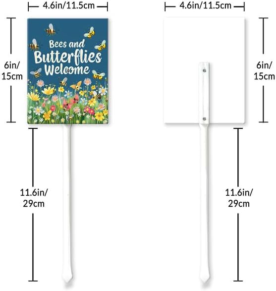 Uptell Bees Butterflies Welcome Here Yard Signs with Stakes Aluminum Sign for House/Front Door and Business Outdoor Decoration 8x12 Inch