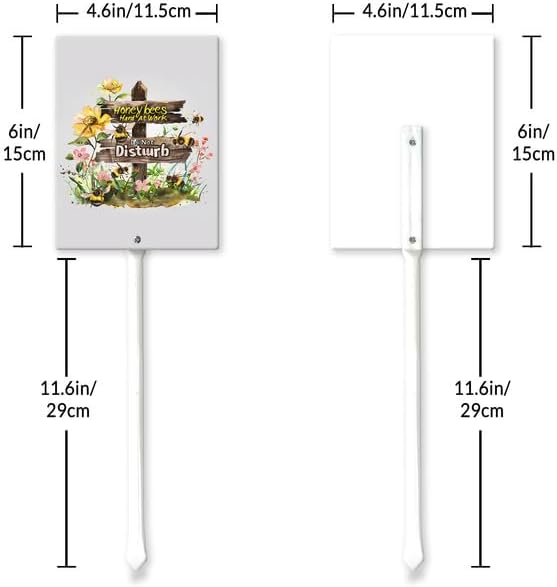 Uptell Honeybees Hard At Work Do Not Disturb Yard Signs with Stakes Aluminum Sign for House/Front Door and Business Outdoor Decoration 7x8.8 Inch