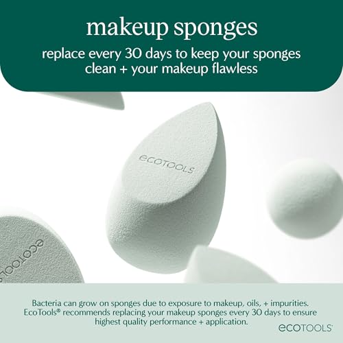 EcoTools Bioblender Makeup Sponge, Compostable Makeup Blender, For Liquid & Cream Foundation, Sustainable, Seamless Application, Eco-Friendly Beauty Sponge, Cruelty-Free & Latex Free, 1 Count
