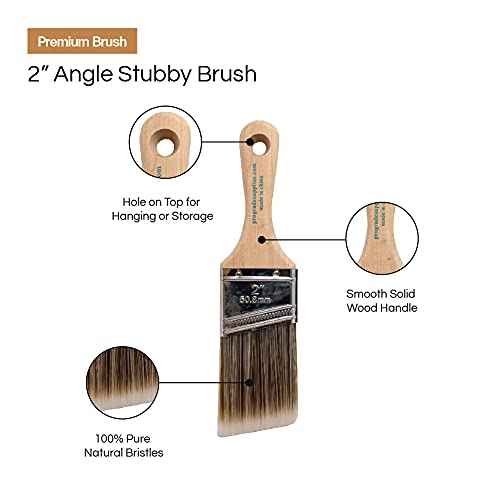 Vermeer Paint Brushes - 4-Pack - 2" Angle Stubby Brushes for All Latex and Oil Paints & Stains - Home Improvement - Interior & Exterior Use