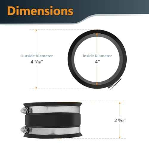 POWERTEC 70149V 4 Inch Dust Control Flex Cuff with Steel Hose Clamps, Hose Connector Rubber Cuff Coupler for Woodworking Dust Collection Fittings, Dust Collector Accessories & Machinery, 1pk