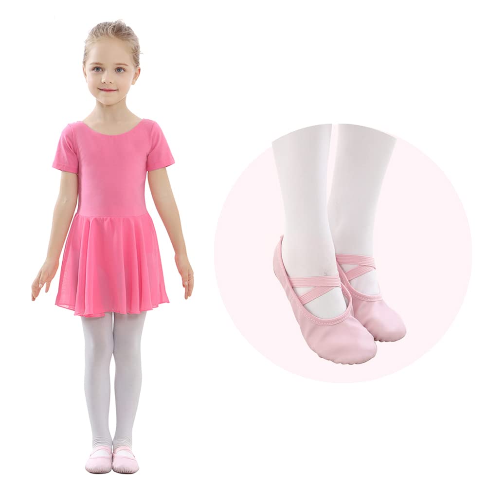 Stelle Ballet Shoes for Girls Toddler Ballet Slippers Soft Leather Boys Dance Shoes for Toddler/Little Kid/Big Kid(Pink, 11ML)
