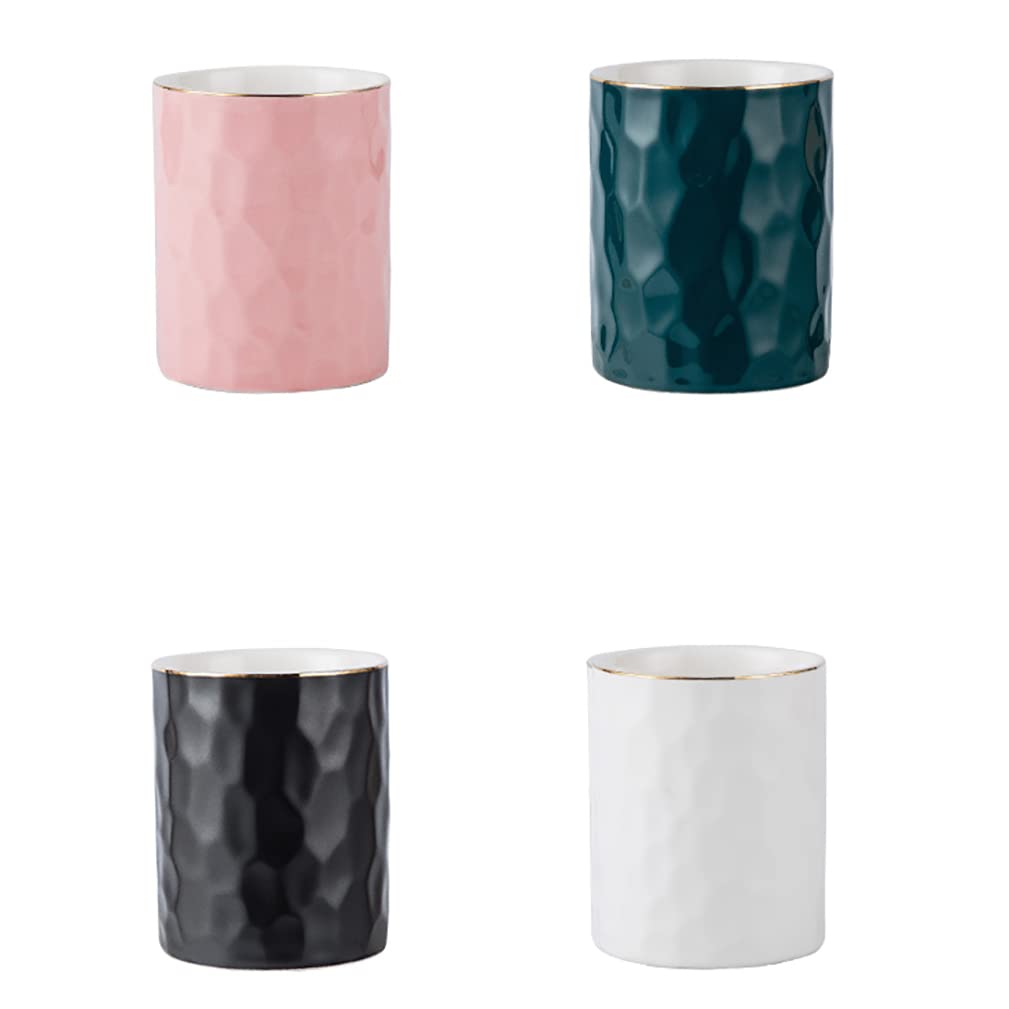 Aewill Ceramic Pen Holder Stand Cup Pencil Holder Organizer Makeup Brush Holders for Home Office Desk (White)