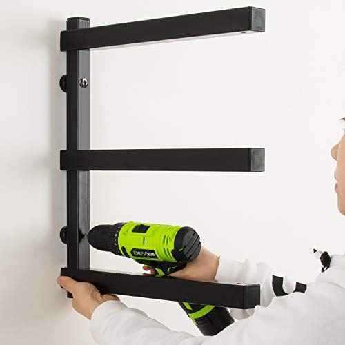 CLEAR STYLE Lumber Storage Rack and Wood Organizer Heavy Duty Metal Rack with 3-Level Wall Mount Levels up to 360LBS Perfect for Garage Storage 2 Pack