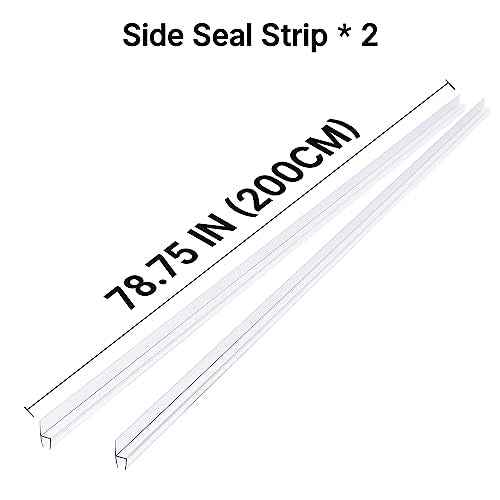 AmazerBath Shower Door Side Seal Strip (Set of 2), Frameless Glass Shower Door Seal Strip - Suitable for 1/4 Inch Glass, 78 inch