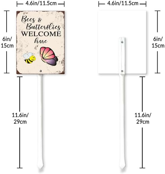 Uptell Bees Butterflies Welcome Here Yard Signs with Stakes Aluminum Sign for House/Front Door and Business Outdoor Decoration 8x12 Inch