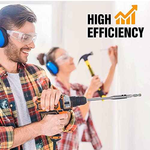 1/4 Drill Bit Extension Set 6" and 12" High-Carbon Steel Wood Spade Drill Bit Extender with 2 Pieces Key Spade Bit Extension Set for Wood Turners Furniture Carpentry and Construction(4PCS)