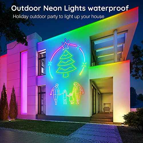 AILBTON 60Ft Neon Rope Lights,Flexible Led Rope Lights Control with App/Remote,Multiple Modes Rope Lights,IP65 Outdoor RGB Led Neon Light Waterproof,Music Sync Gaming