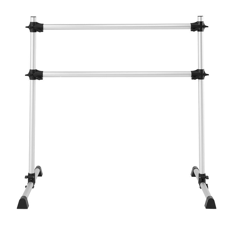 VEVOR Ballet Barre, 4 Ft Aluminum Double Barre Bar for Home, Freestanding Portable Ballet Stretching Dance Bars, Height Adjustable Anti-Wobble Fitness Studio Equipment, for Pilates Balance Workout