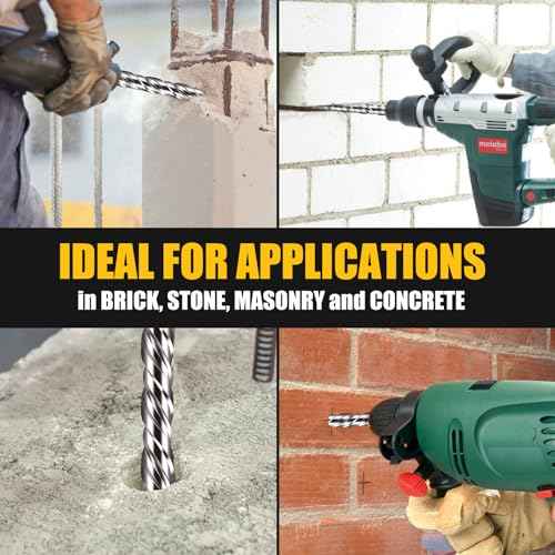 8-Pieces SDS-Plus Rotary Hammer Drill Bit Set, Carbide Tip 4-Cutter for Brick,Stone & Concrete