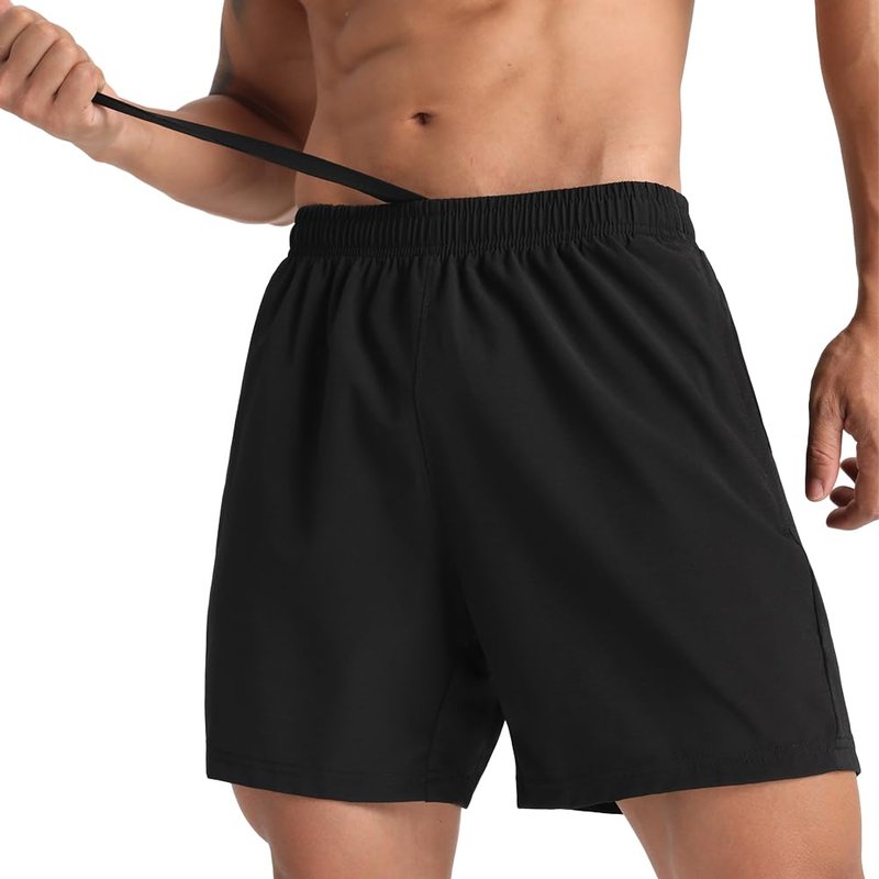 MAXCK 2 Pack Mens Lightweight Athletic Running Shorts 5'' Quick Dry Gym Workout Shorts with Zipper Pockets Black/Green,Large