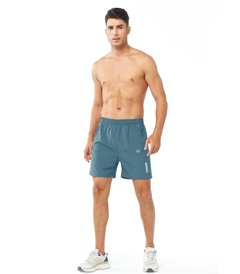 NORTHYARD Men's Athletic Running Shorts Gym Workout 7"/9"/5" Quick Dry Lightweight Sports Basketball Tennis 3 Zipper Pockets GREYBLUE-5inch L
