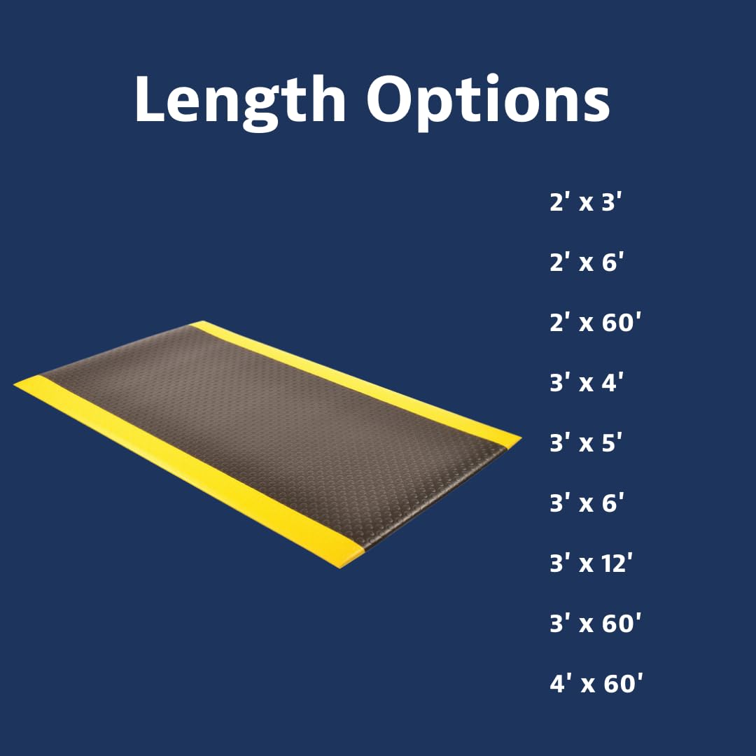 Notrax 417 Bubble Sof-Tred™ with Dyna-Shield® 3' x 4' x 1/2" Anti Fatigue Mat, Slip Resistant Bubble Textured Surface, Ideal for Industrial and Commercial Workplaces, Black/Yellow, 417S0034BY