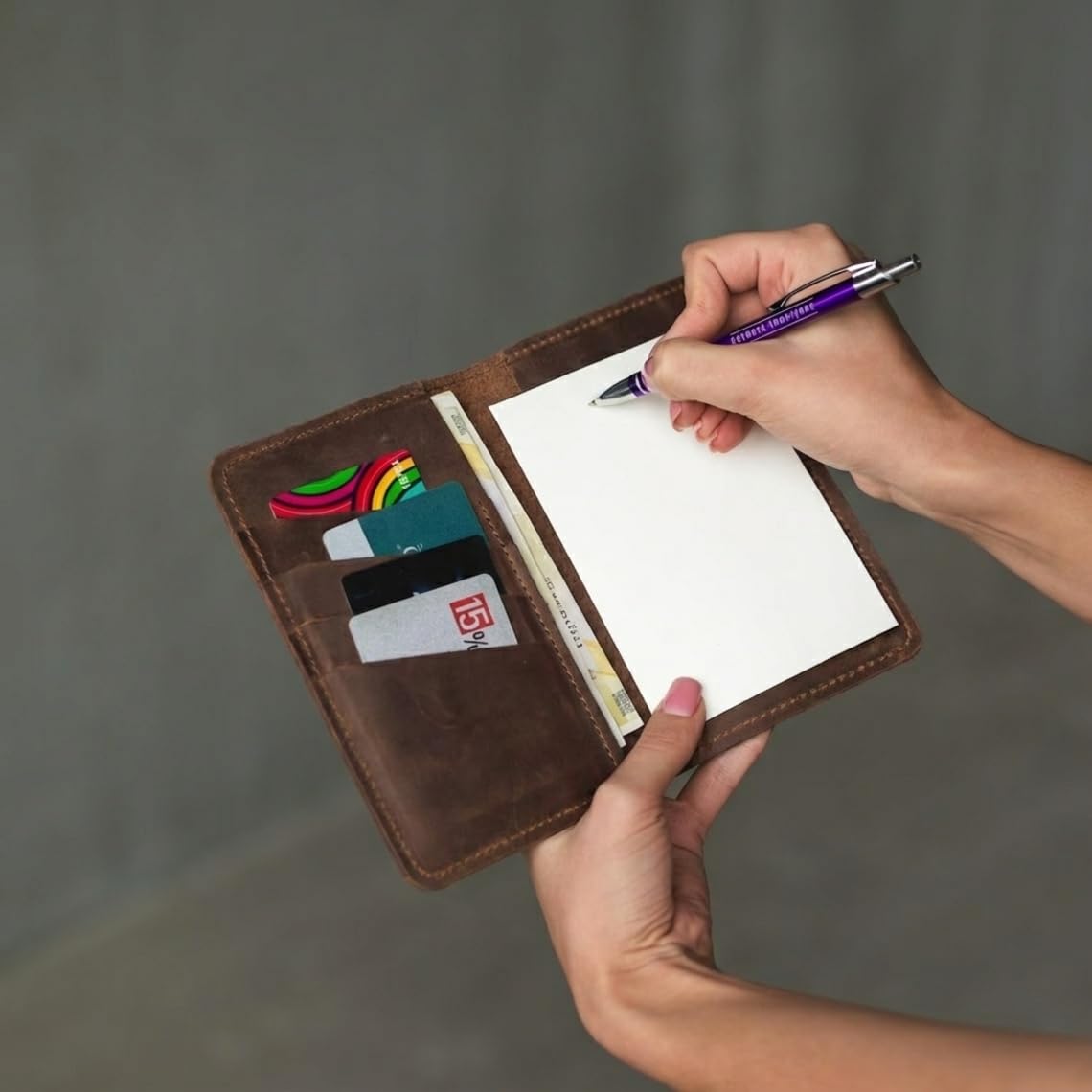 TORAKIP Leather Checkbook Cover β Slim Checkbook Holder with Credit Card Slots, Genuine Leather Checkbook Wallet Organizer for Men & Women (Checkbook Not Included), Brown