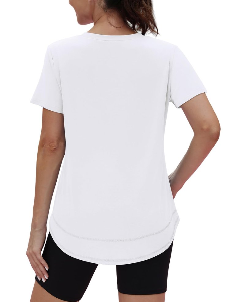 Summer Tops for Women 2026 Short Sleeve Workout Clothes Athletic Shirts Pilates Outfits Camisetas Deportivas para Mujer Blue L