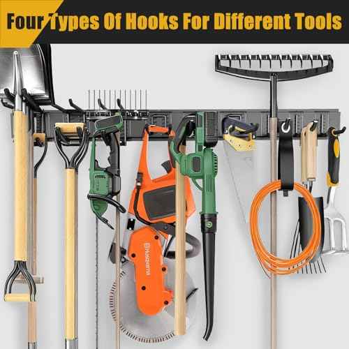 Heavy Duty Garage Wall Organizer with 700LB Capacity, 48Inch Garage Tool Organizer Wall Mount and Garden Tool Organizer with Adjustable Tool Rack for Garage Shed Yard Storage