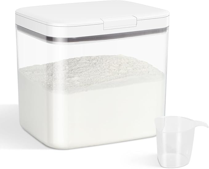 TBMAXS Versatile Storage Container Bin with Pop-up Lid & Scoop, Rice Flour Container Dog Cat Food Storage Container, Laundry Room Organization Household Essentials Kitchen Pantry Organizers