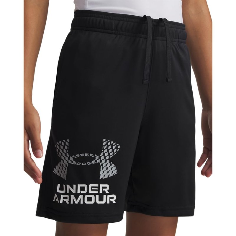 Under Armour Boys Tech Logo Shorts, (001) Black / / Mod Gray, Large