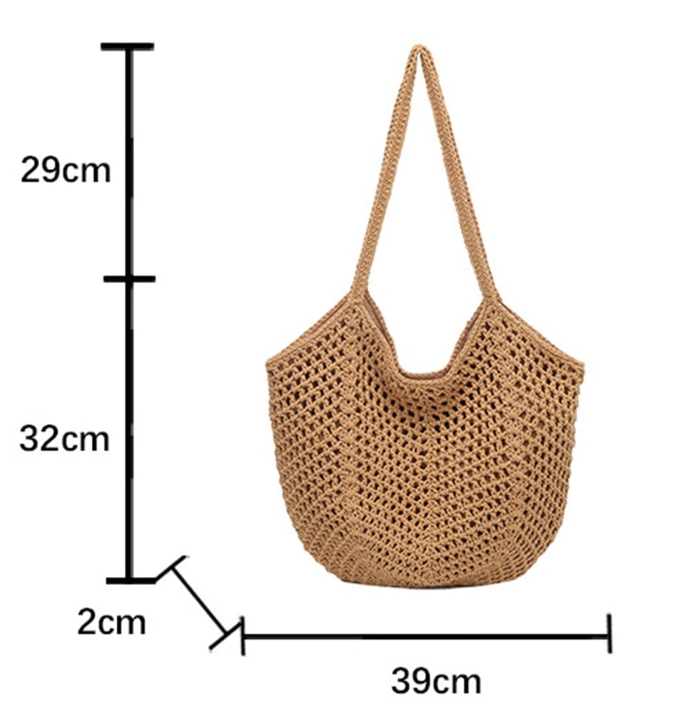 Beach Tote Bag for Women Crochet Purse Large Summer Hobo Woven Shoulder Handbag for Vacation