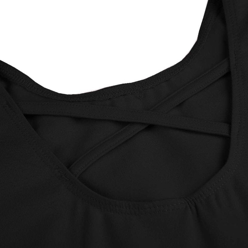 Stelle Ballet Leotards for Girls Dance Leotard with Skirt Toddler Dance Outfits Criss-Cross Back (Black,4-5 Years)