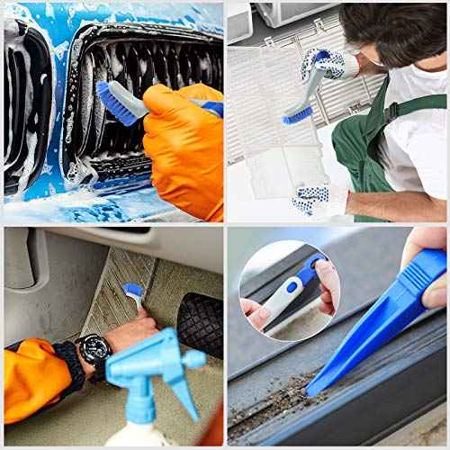 Patelai 4 Pieces Cleaning Brush Sets Small Scrub Brush Household Use for Cleaning Bottle Sink Kitchen Sink Corner Dish Edge Grout Bathroom Sliding Door Window Track(White, Blue)