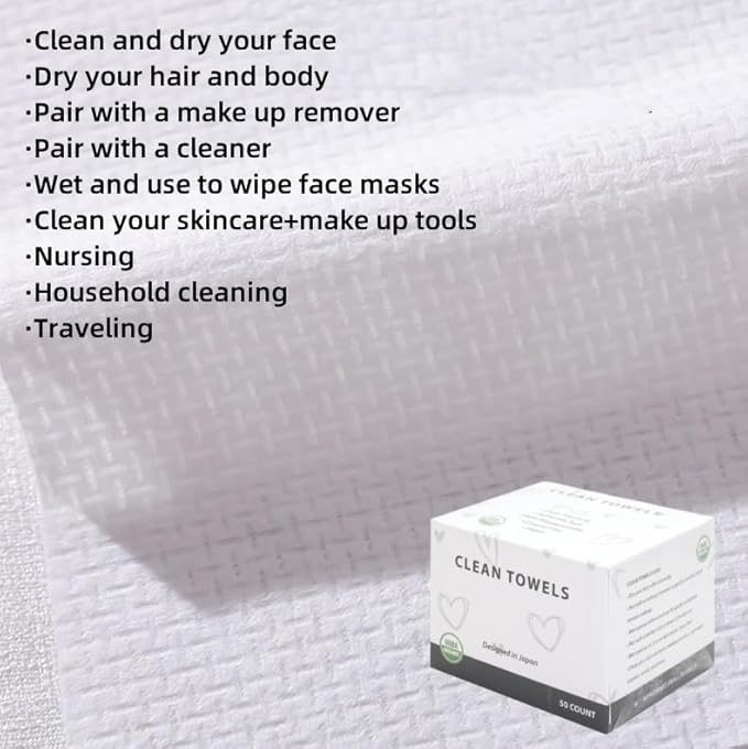 Disposable Face Towels, Biodegradable Facial Towels Clean Face Towels XL