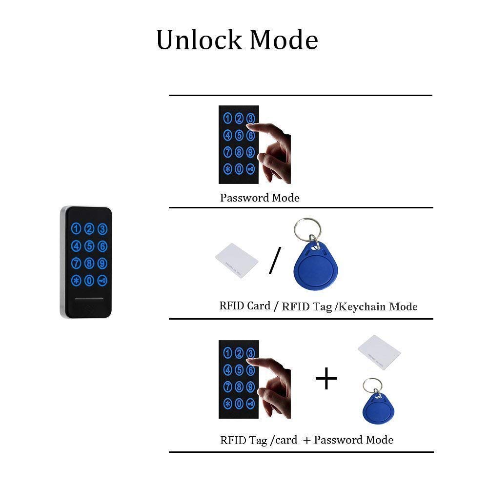 RFID Lock Electronic Cabinet Locks, Digital Touch Keypad, Password Entry and Card/FOB Entry, Keyless Door Knob