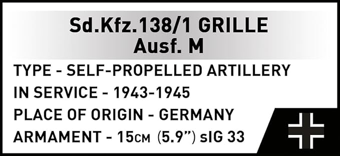 COBI Historical Collection WWII STURMPANZER 38(t) Grille Ausf. M Building Set 720 Pieces