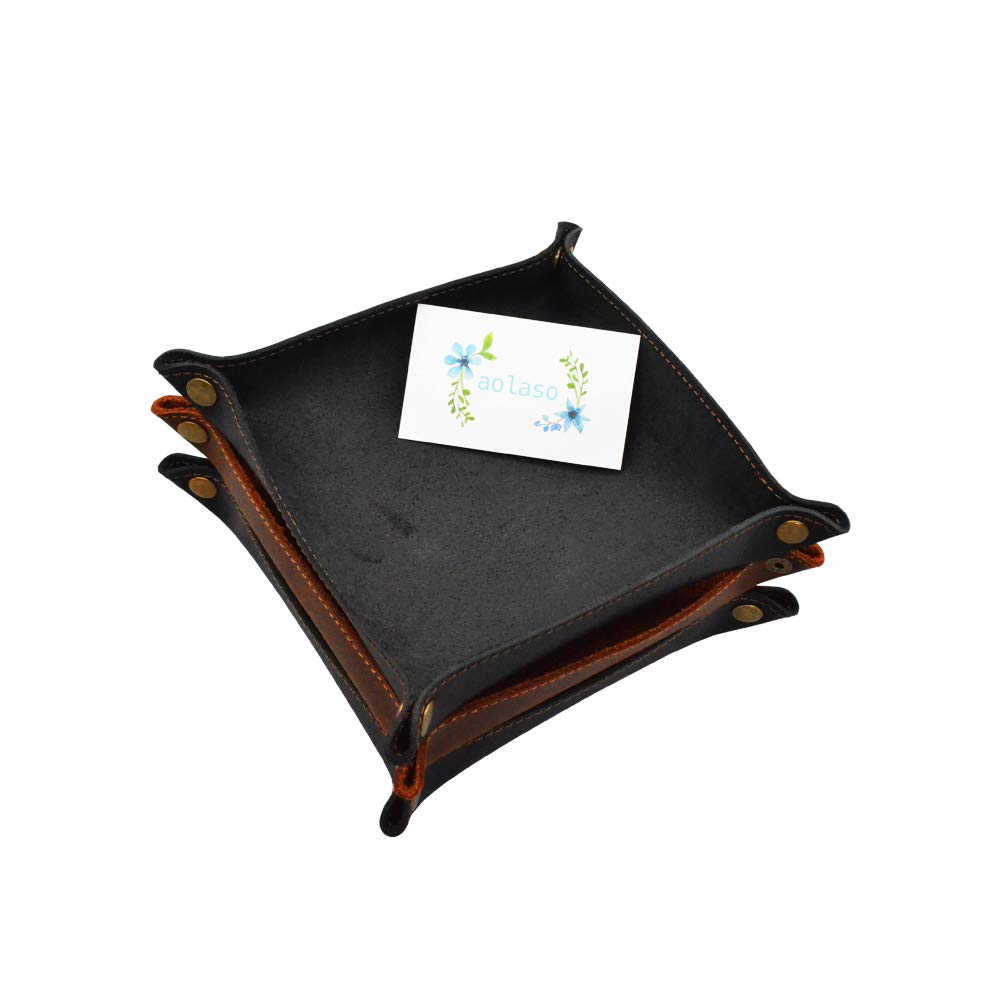 aolaso Valet Tray for Men, Leather Jewelry Key Coin Phone Wallet Tray Organizer Catchall Tray,Caddy Bedside Storage Box Christmas Day & New Year Gift