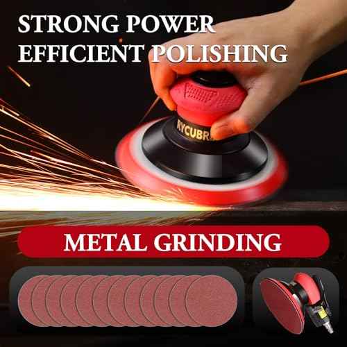 pneumatic Air Sander 5/6 Inch DA Palm Sander for auto body, High Speed Random Orbital Sander for Woodworking & Auto Polishing (6 Inch)