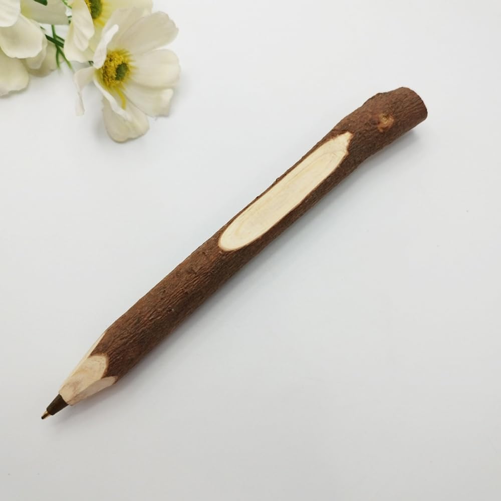 SKKSTATIONERY 12 Pcs Real Wooden Ballpoint Pens, Branch Ballpoint Pens, Hand Made Wood Ballpoint Pen, School Supplies 5" Long, Black Ink.