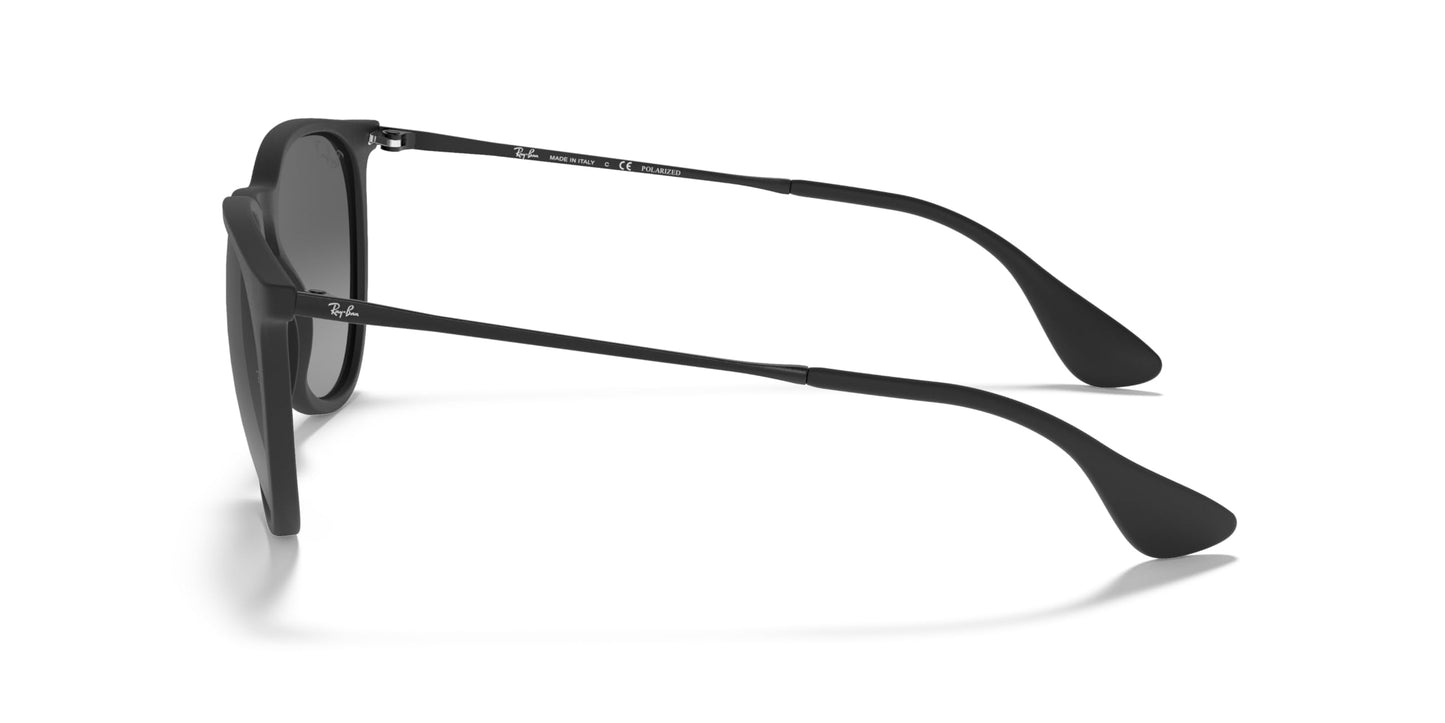 Ray-Ban RB4171 Erika Round Sunglasses, Rubber Black/Light Grey Gradient Grey Polarized, 54 mm