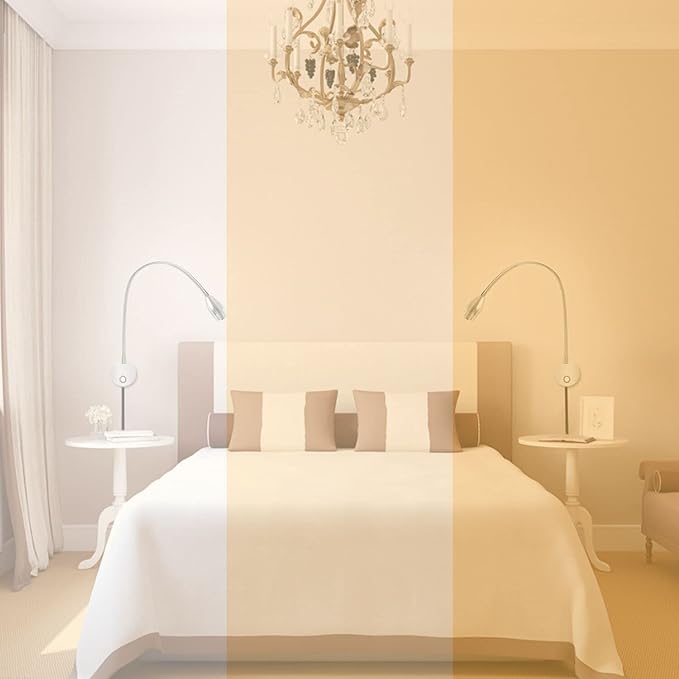 Adust Reading Lights for Books in Bed, Bedside Reading Lamp, 3W LED Dimmable Wall Mount Lamp, Adjustable Colour