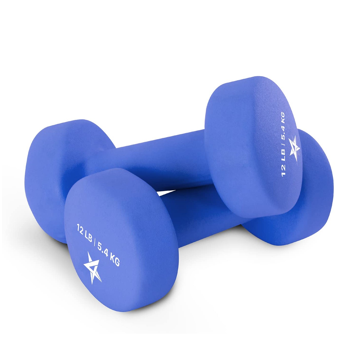 Yes4All Non-Slip, Hexagon Neoprene Dumbbells – 12lbs Neoprene Dumbbell Set for Muscle Toning, Strength Building, Weight Loss (Vivid Dark Blue - Pair)