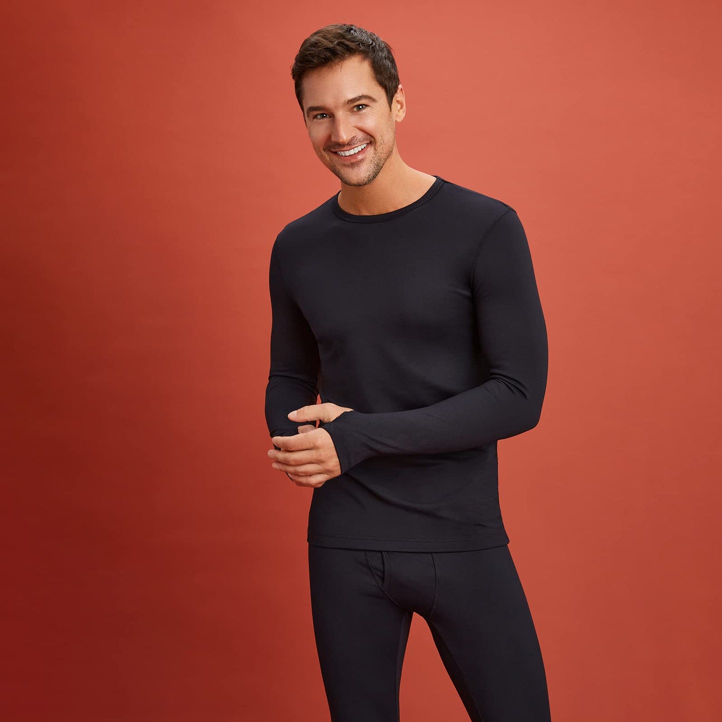Cuddl Duds Mens Heavyweight Fleece Lined 2 Piece Thermal Underwear Set – Long Sleeve Shirt & Leggings Base Layer for Cold Weather – Winter Clothing Long Johns Lounge Sets for Men, Black, XL