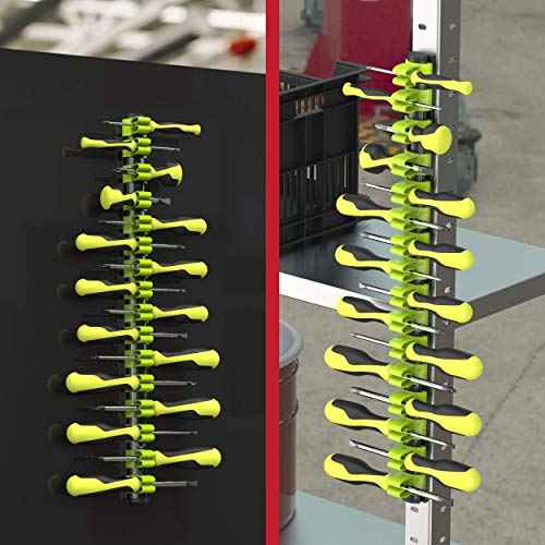 Olsa Tools Magnetic Screwdriver Organizer | Professional Quality Tool Organizer | Fits up to 16 Screwdrivers | Black and Green