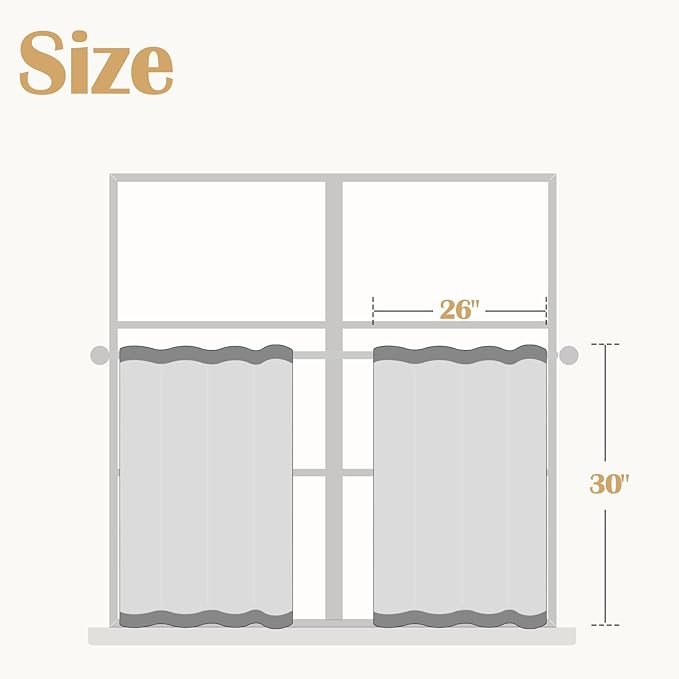 jinchan Striped Linen Kitchen Curtains 30 Inches Christmas Tier Curtains Farmhouse Modern Cafe Style Small Window Treatments Airy Light Filtering Rod Pocket for Living Room Bathroom 2 Panels Candy