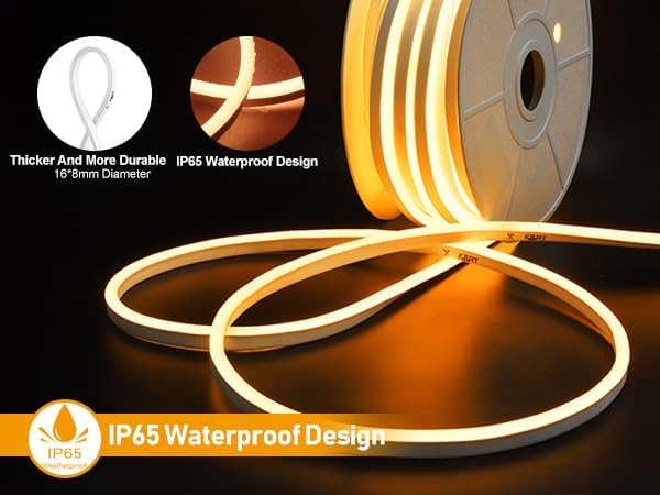 FORT AC110V 120V 100FT led Strip Lights RGB Led Neon Rope Light Driverless IP66 Waterproof Outdoor 144LEDs/m Dot Free Multicolor 100ft led Lights with Remote, Easy Installation ETL FCC
