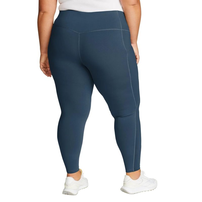 Eddie Bauer Women's Comfort Stretch Moisture Wicking Trail Legging Tight with Pockets (US, Alpha, X-Large, Regular, Regular, Blue)