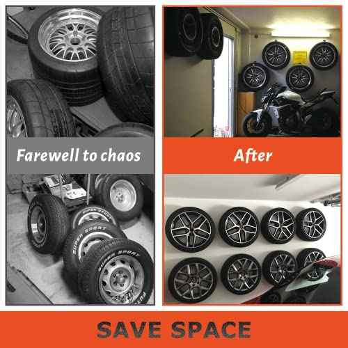 Tire Rack Wall Mount, 10 Inch Large Garage Hooks Heavy Duty Storage, Ladder Hooks for Hanging, Garage Organizer for Wheel Holder, Folding Chairs, Power Tool, Bulk Items (88lbs 4-Pack)
