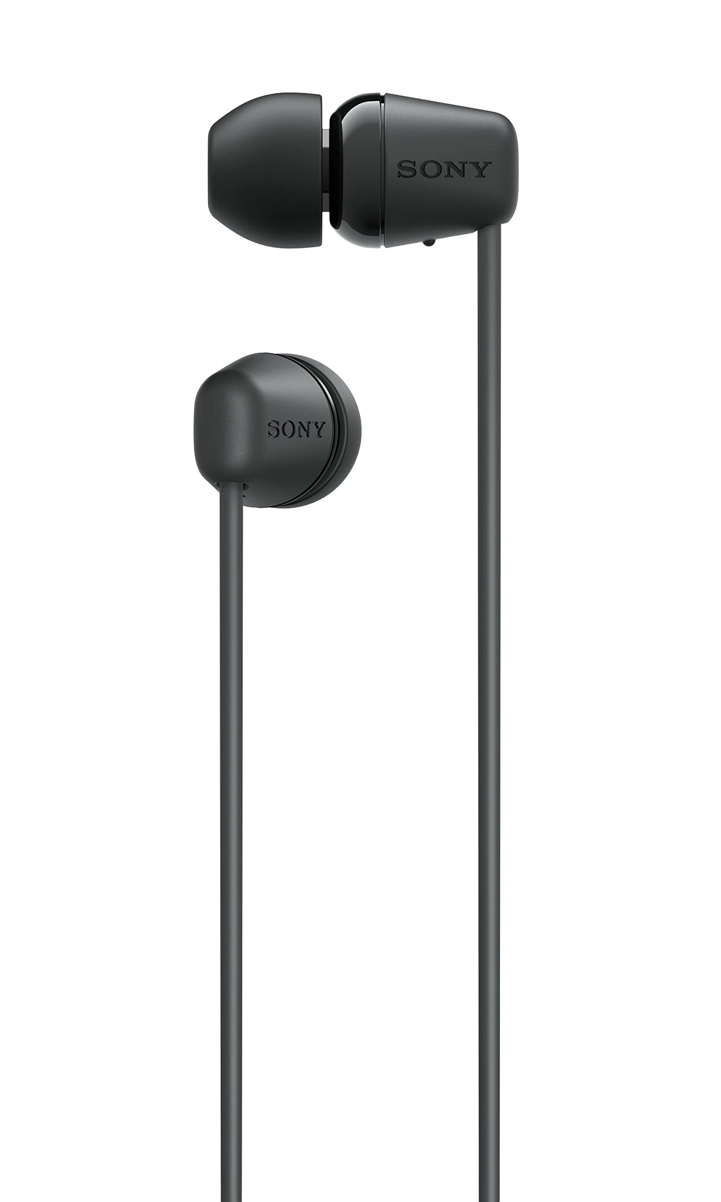 Sony WI-C100 Wireless in-Ear Bluetooth Headphones with 25 Hours Battery Life, Clear Sound, Lightweight Design, IPX4 Water Resistance, Hands-Free Calling, Compatible with Android & iOS – Black