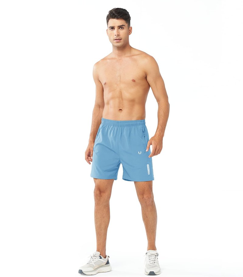 NORTHYARD Men's Athletic Running Shorts Gym Workout 7"/9"/5" Quick Dry Lightweight Sports Basketball Tennis 3 Zipper Pockets SKYBLUE-5inch M